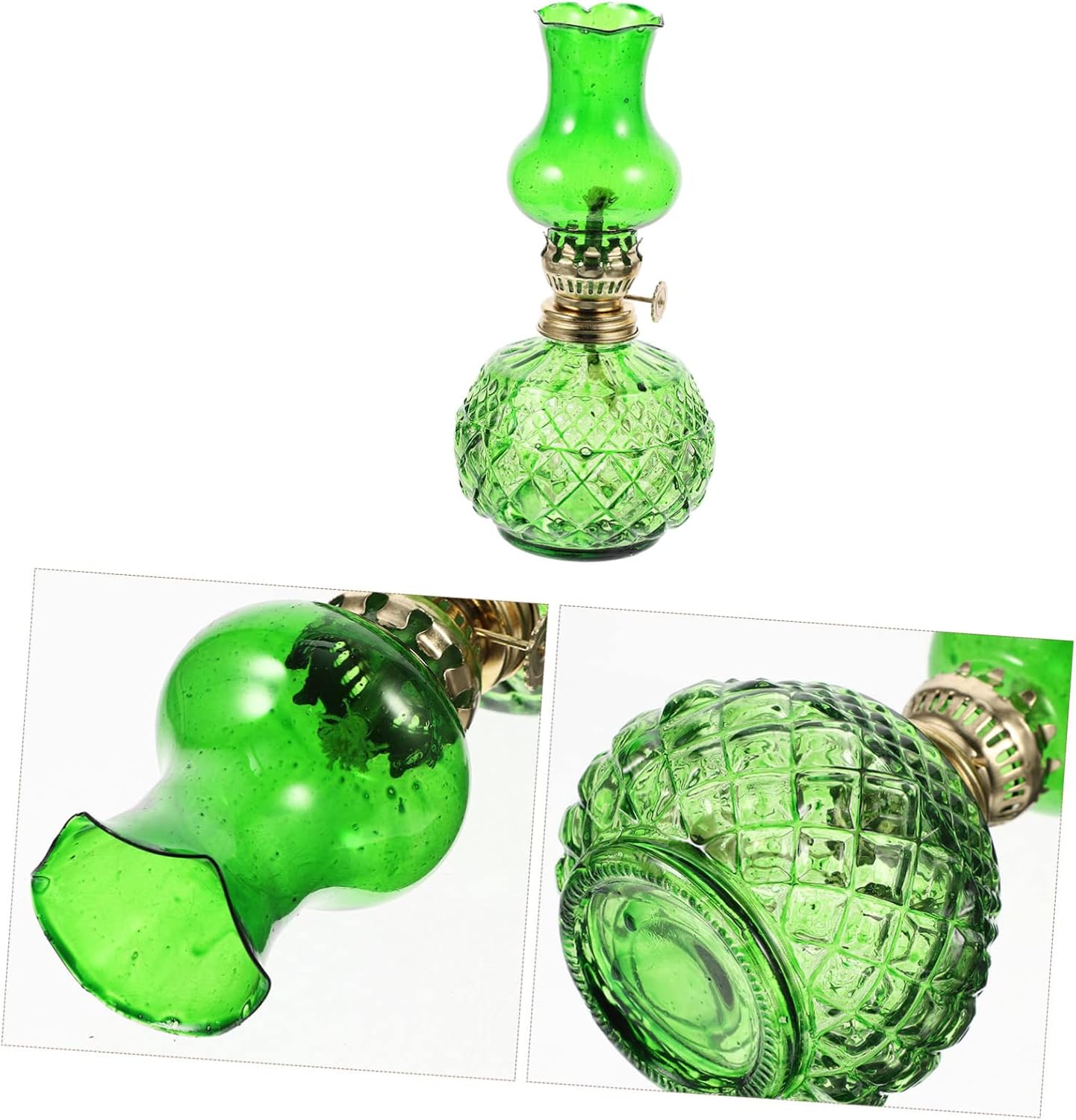 Cabilock Vintage Glass Kerosene Lamp with Windproof Shade Portable Retro Oil Lamp Burner for Indoor and Outdoor Use Centerpiece for Home and Parties