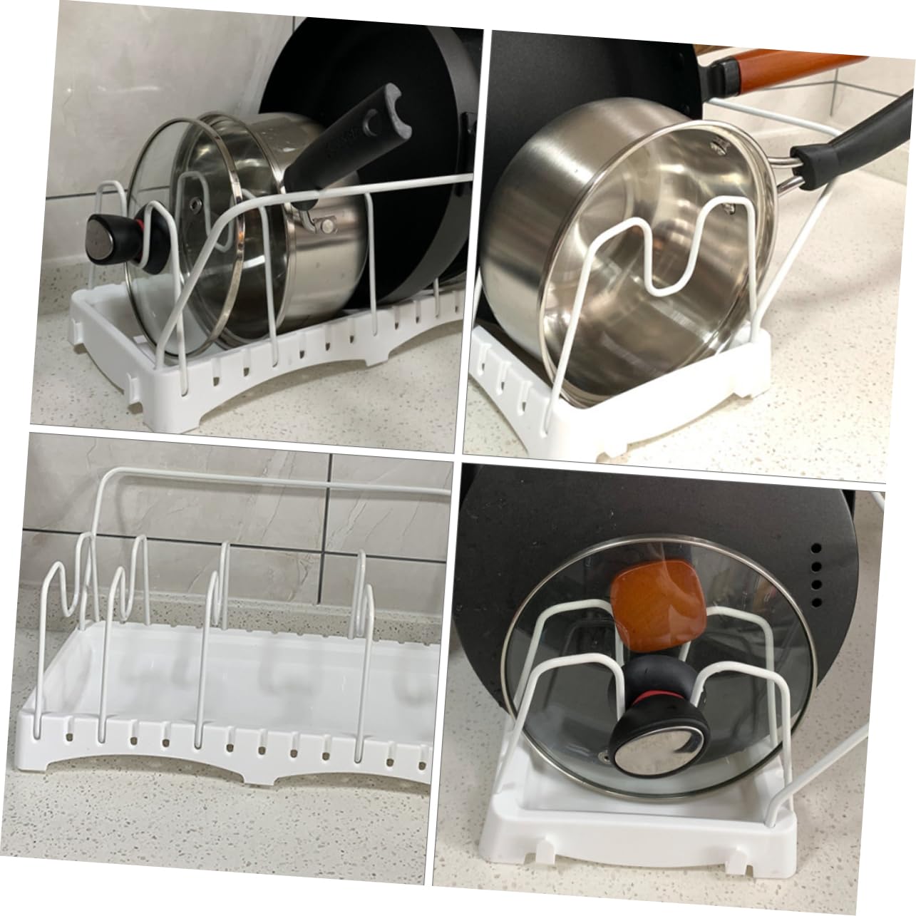 TOPBATHY Soporte Ajustable Para Tapas De Ollas Estante Para Utensilios Diseño Elegante
