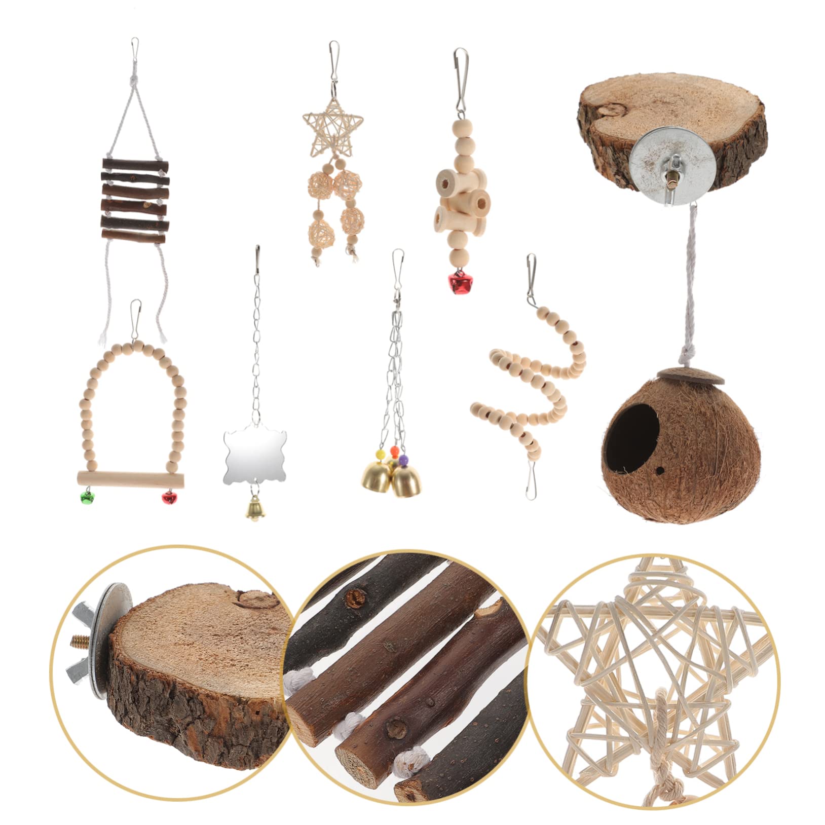 TOYANDONA 9pièces Jouets pour Oiseaux Jouets Élastiques pour Perroquets Cachette Noix De pour Cages à Oiseaux pour Perruches Et Calopsittes