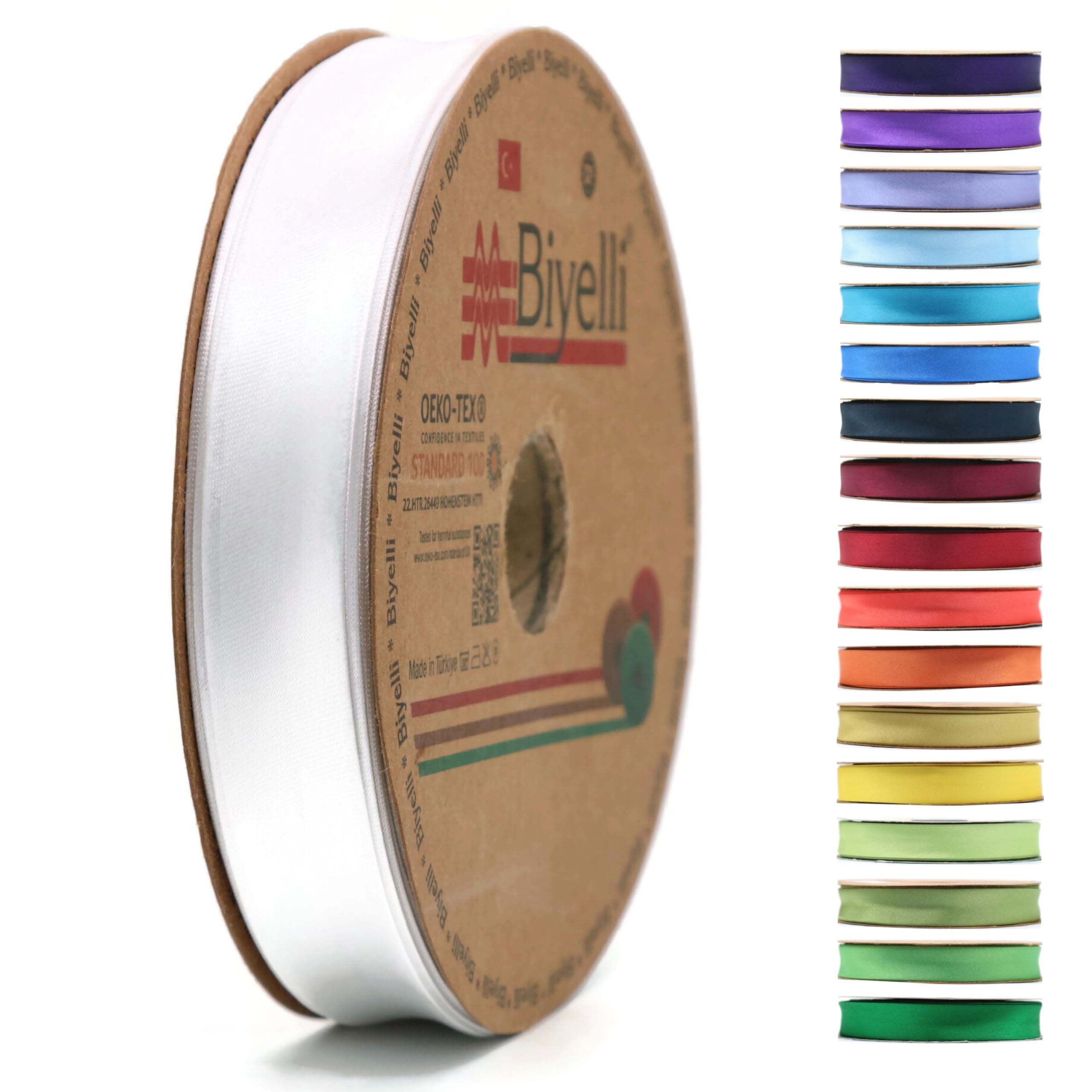 Fold Satin Bias Tape - 99+ Colors - 3/4 Inches Wide - 27 Yards - Fold Satin Binding Bias Ribbon Fabric Piping Bias Binding Tape for Sewing Clothing DIY (01. White) BYS01