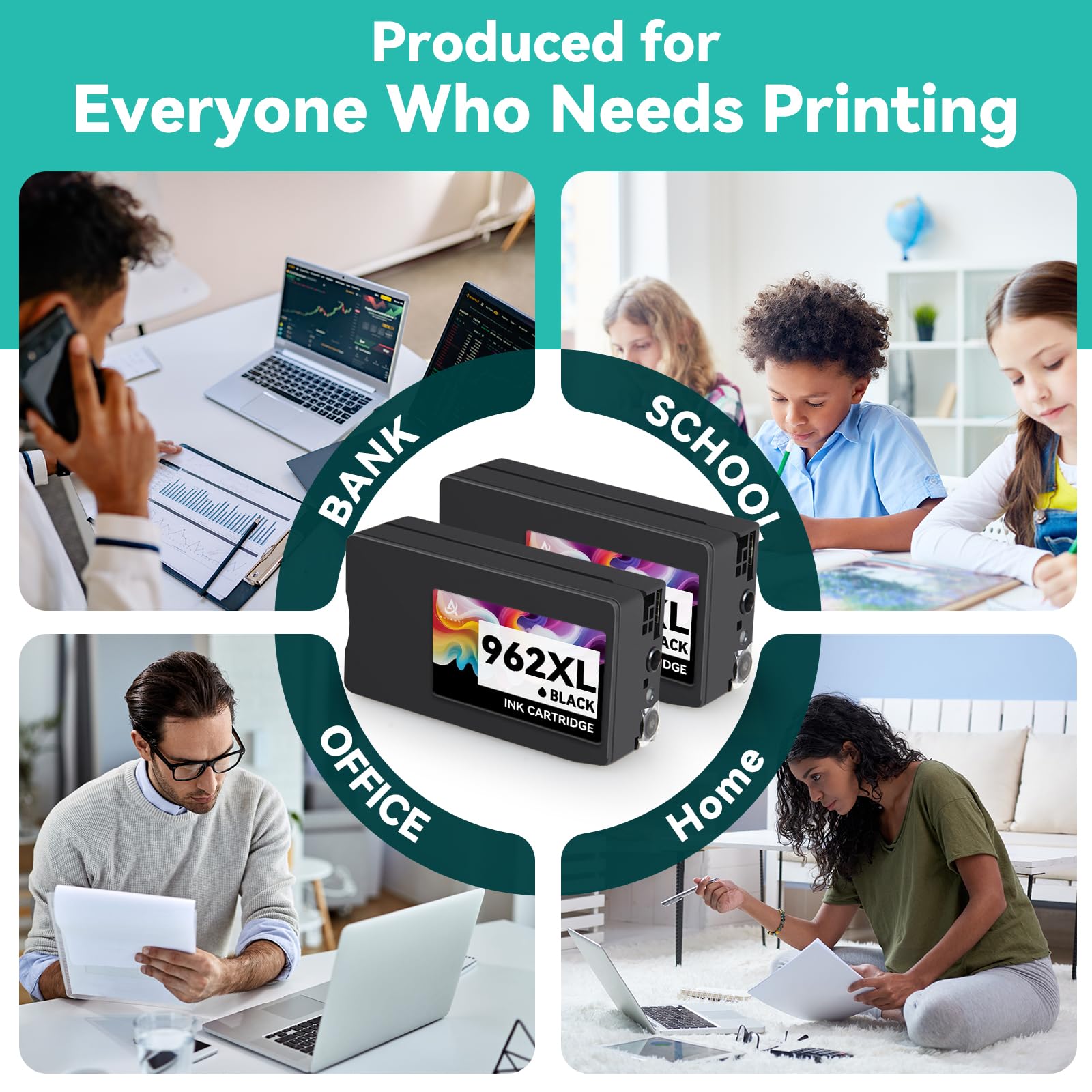 962XL Remanufactured Ink Cartridges Combo Pack Compatible for HP 962 XL HP962XL Black Replacement for HP OfficeJet Pro 9010e 9012e 9014e 9015e 9018e 9019e 9020e 9022e 9025e 9028e Series (2 Pack)