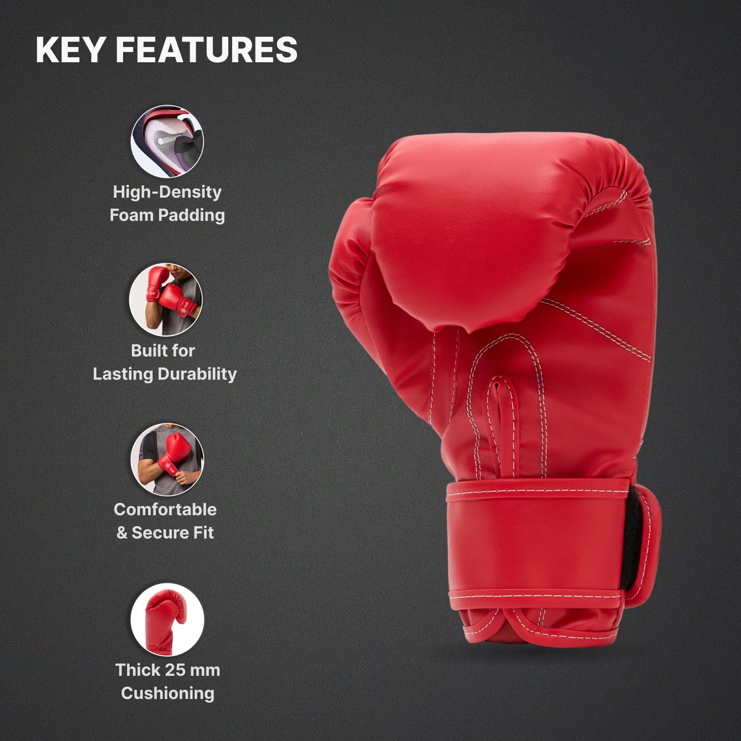 Cult Neo Boxing Gloves 12 OZ – Pro-Style Training Gloves for Sparring, Heavy Bag & Mitt Work – Premium PU Leather, Shock Absorbing Padding, Ergonomic Design with Wrist Support – Red 1
