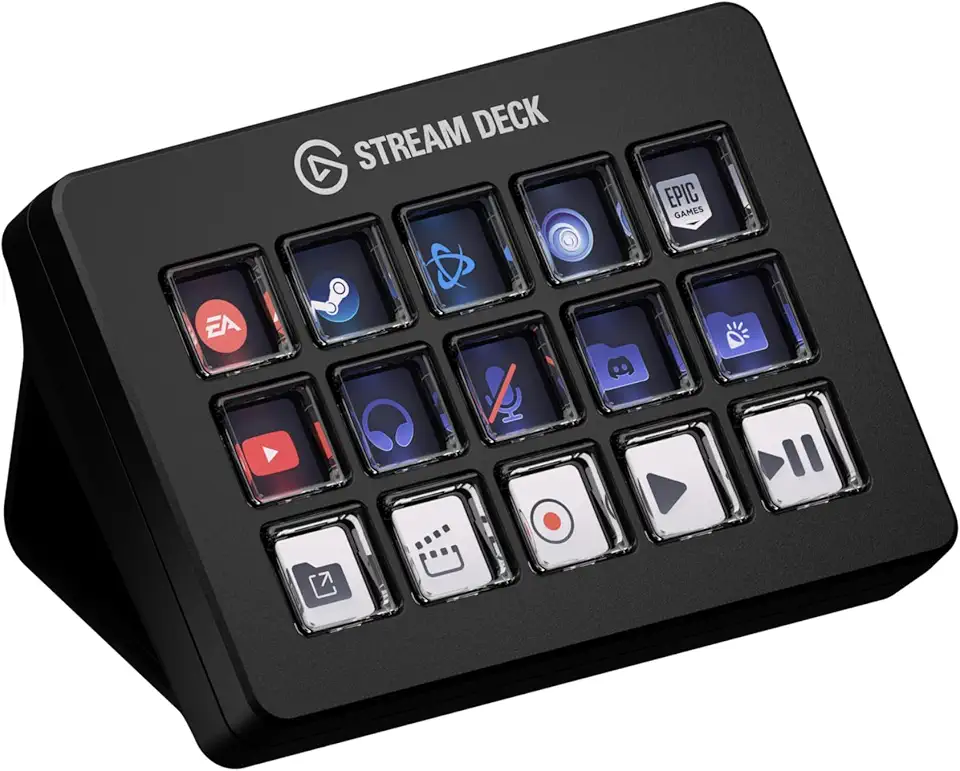 Elgato Stream Deck Scissor Keys — Controlador de fluxo de trabalho com teclas macro personalizáveis para OBS, Twitch, Discord, Teams, Photoshop e muito mais — Windows 10, MacOS 13 ou posterior