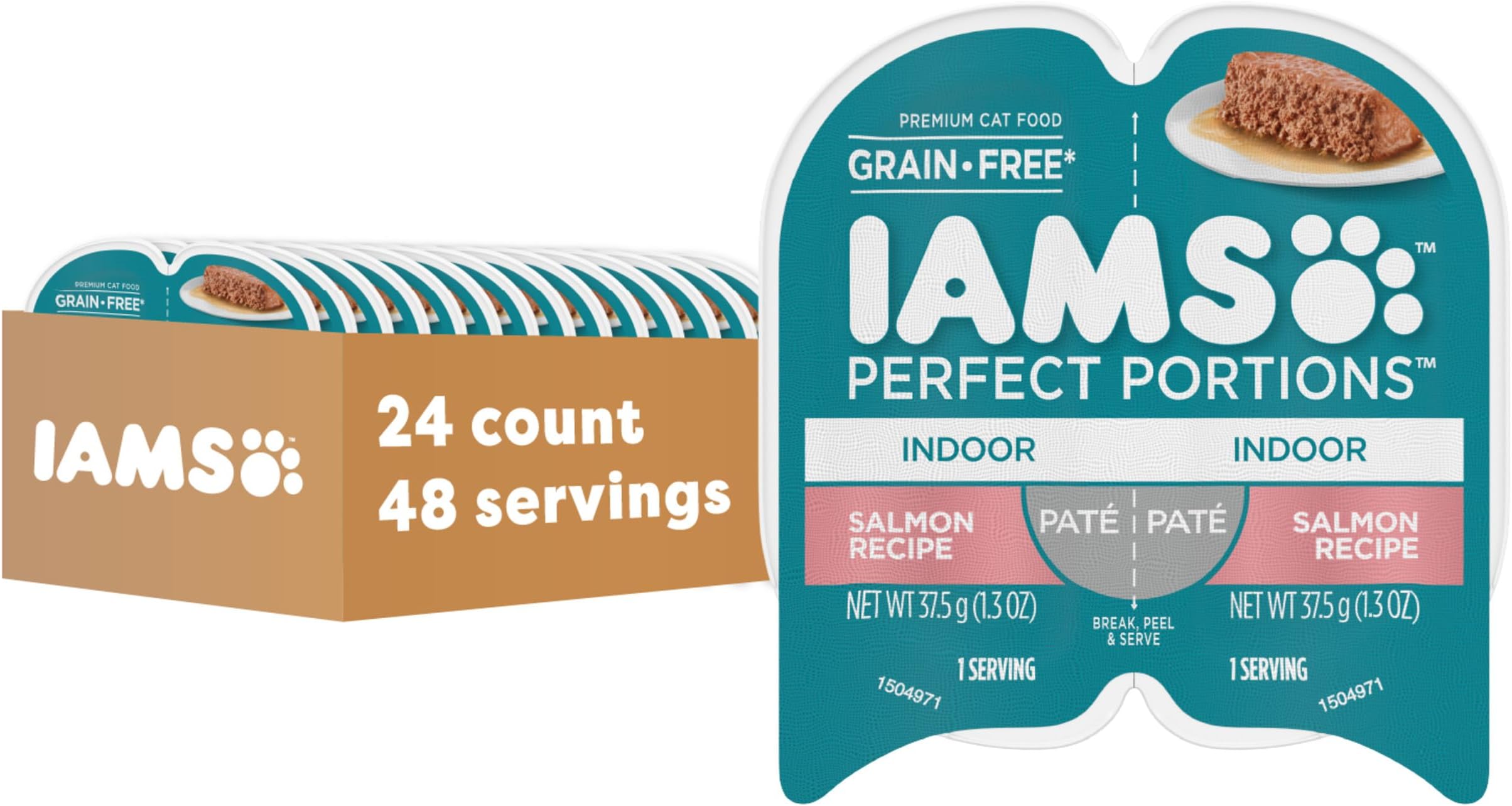 Perfect Portions Grain Free Wet Cat Food Pate, Healthy Adult Cat Food Wet, Salmon Pate, 2.6 oz. (24 Twin Packs)
