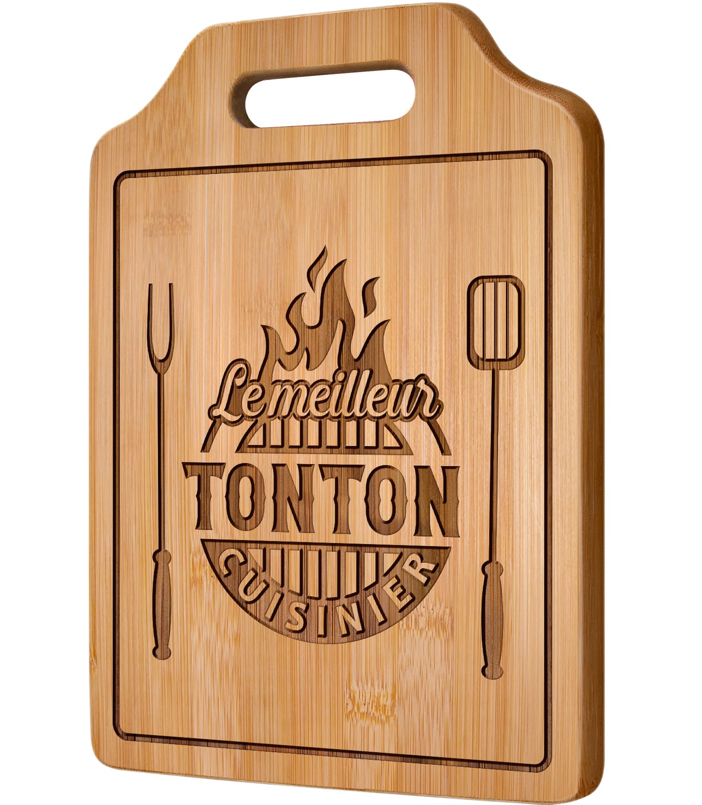 Planche à Découper Bambou Gravée "Meilleur Tonton Cuisinier" - Cadeau Personnalisé Oncle, Anniversaire, Noël - 2