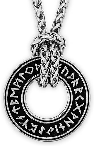 HAQUIL Collar de runas vikingas, colgante de talismán de moneda de círculo nórdico nórdico vikingo nórdico, regalo de joyería vikinga para hombres y