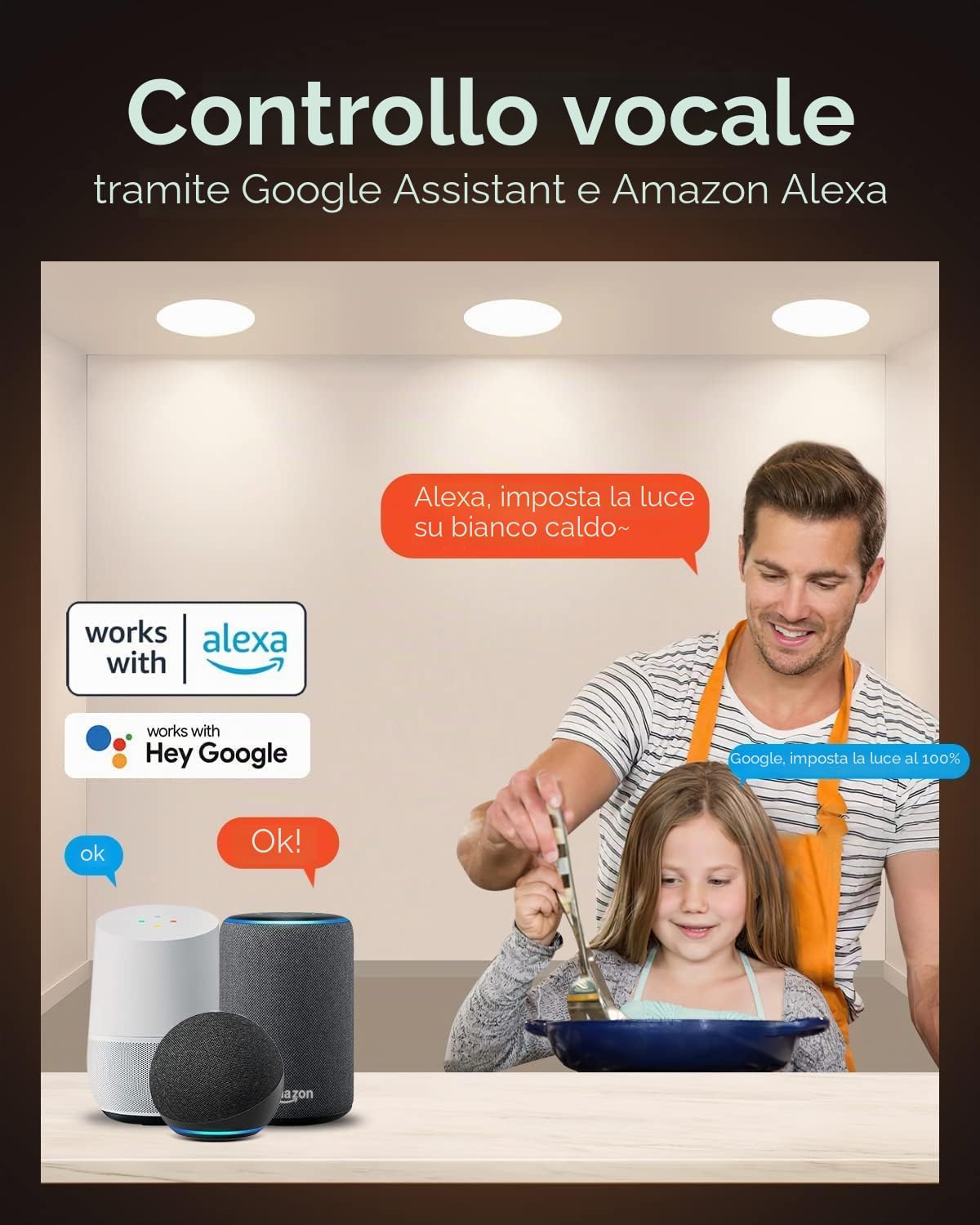 Lumary Faretti LED da Incasso per Cartongesso Wi-Fi 6W Ultrasottili RGBWW 480LM - APP Controllo Multi Colore Dim Musica Sincronizzare per Interni, Compatibile con Alexa Google Home - 4 Pezzi
