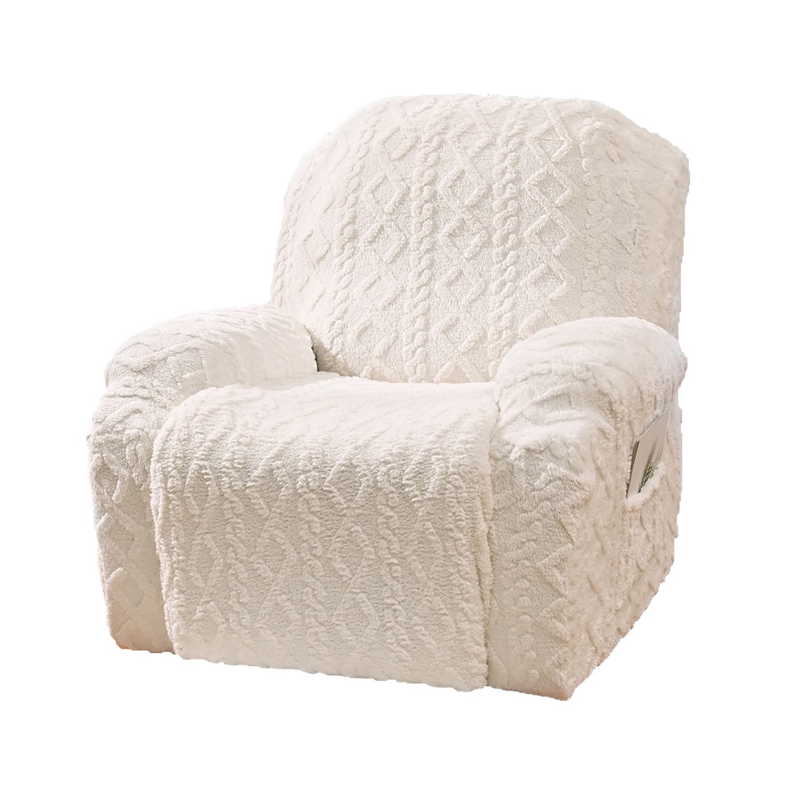 Fodera elasticizzata in peluche per sedia reclinabile con tasche, per sedia elettrica da 1 posto, protezione per divano per soggiorno, beige, 3 posti, 8 pezzi e facile da pulire