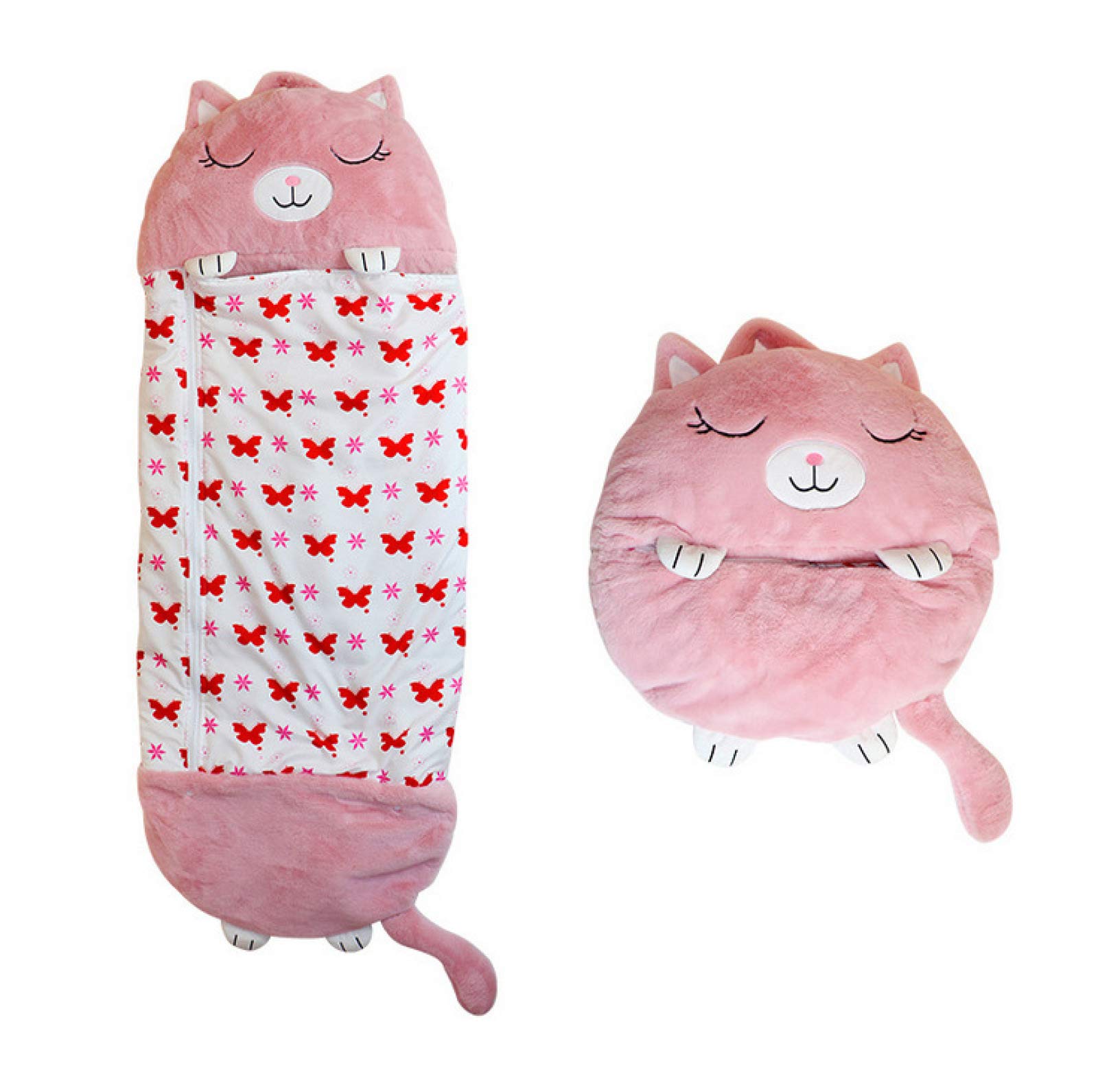 YqdhbYqdhb Children's Sleeping Bag, Plus Velvet To Keep Warm, Cartoon Lazy Warm Sleeping Bag Sleeping Bag (four Colors Optional),Pink