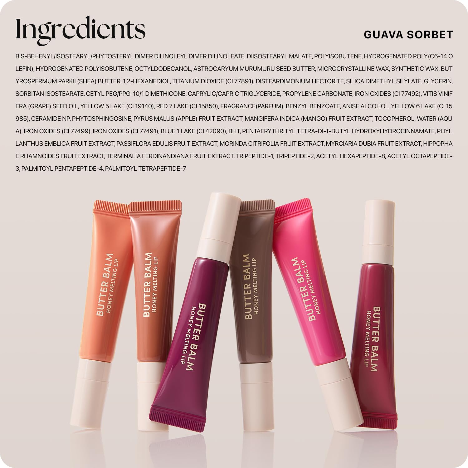 Nature Republic Honey Melting Lip Butter Balm – Hydrating Tinted Balm with Peptides, for Sheer & Glossy, Smooth & Soft Lips (GUAVA SORBET)