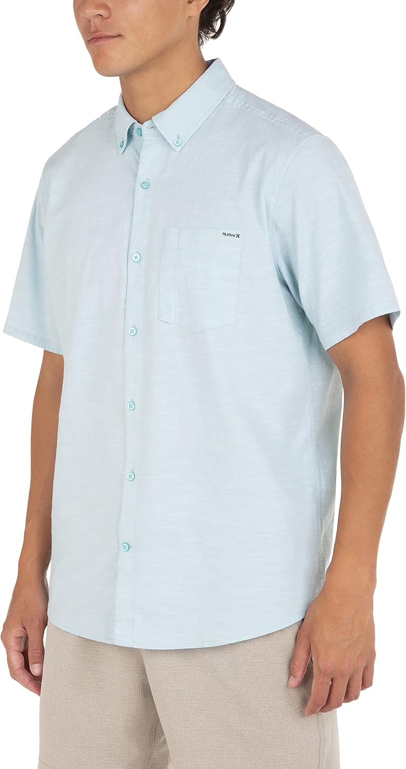 Textured Short Sleeve Button 
