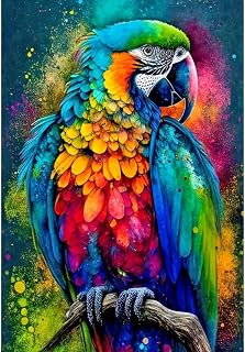 Parrot Diamond Painting Kit for Adults - Colorful 5D Full Drill Round Bird Diamond Art Kits - DIY Gem Art Crafts Kits - Diamond Dots for Home Wall Decor