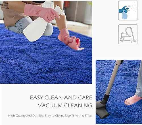 Miniatura 249 de Kelarea Alfombra de área para sala de estar, 3 x 5, antideslizante, color azul turquesa, esponjosa, suave, alfombra de felpa peluda para dormitorio