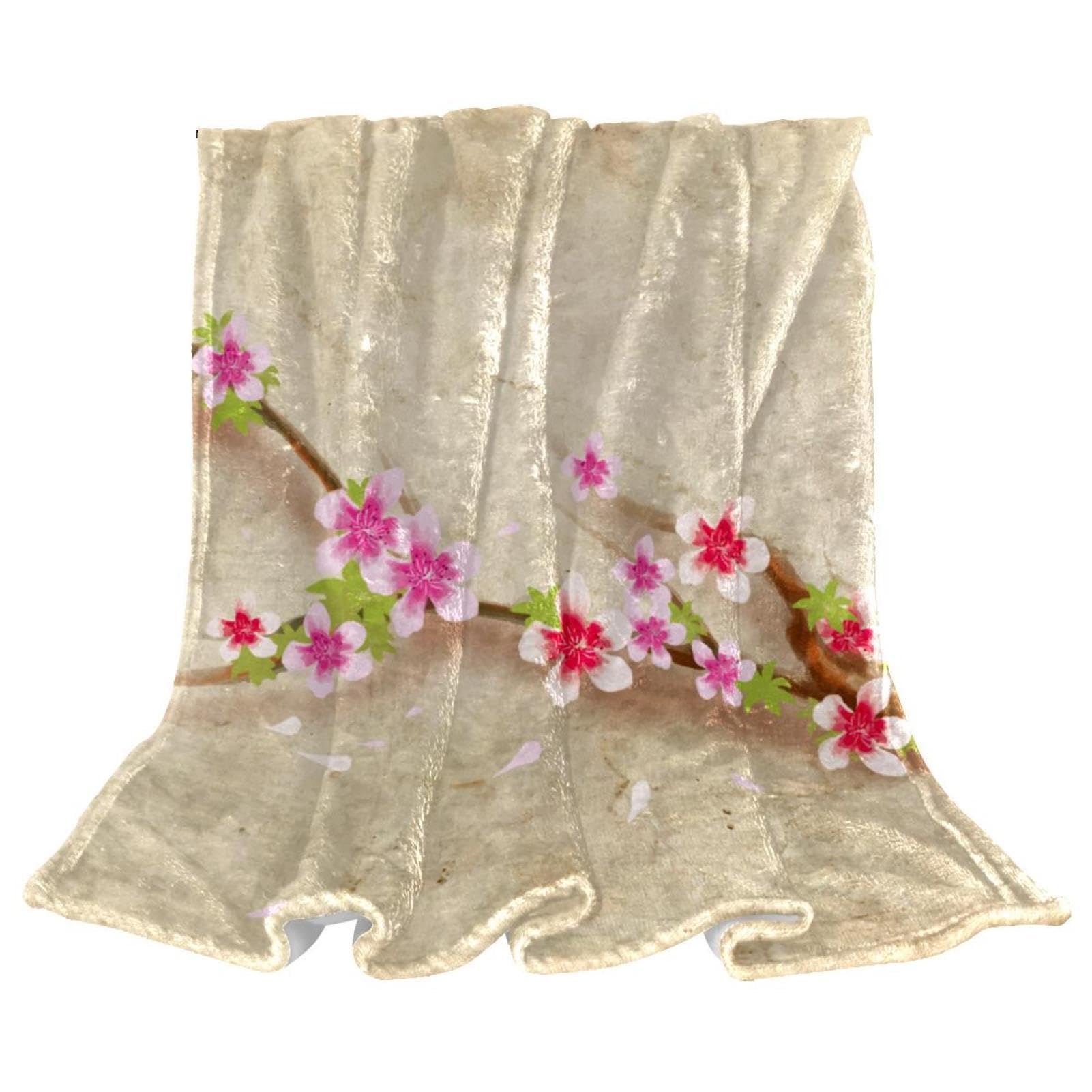 Couverture microfibre haut de gamme fleur de pêcher jeté de lit