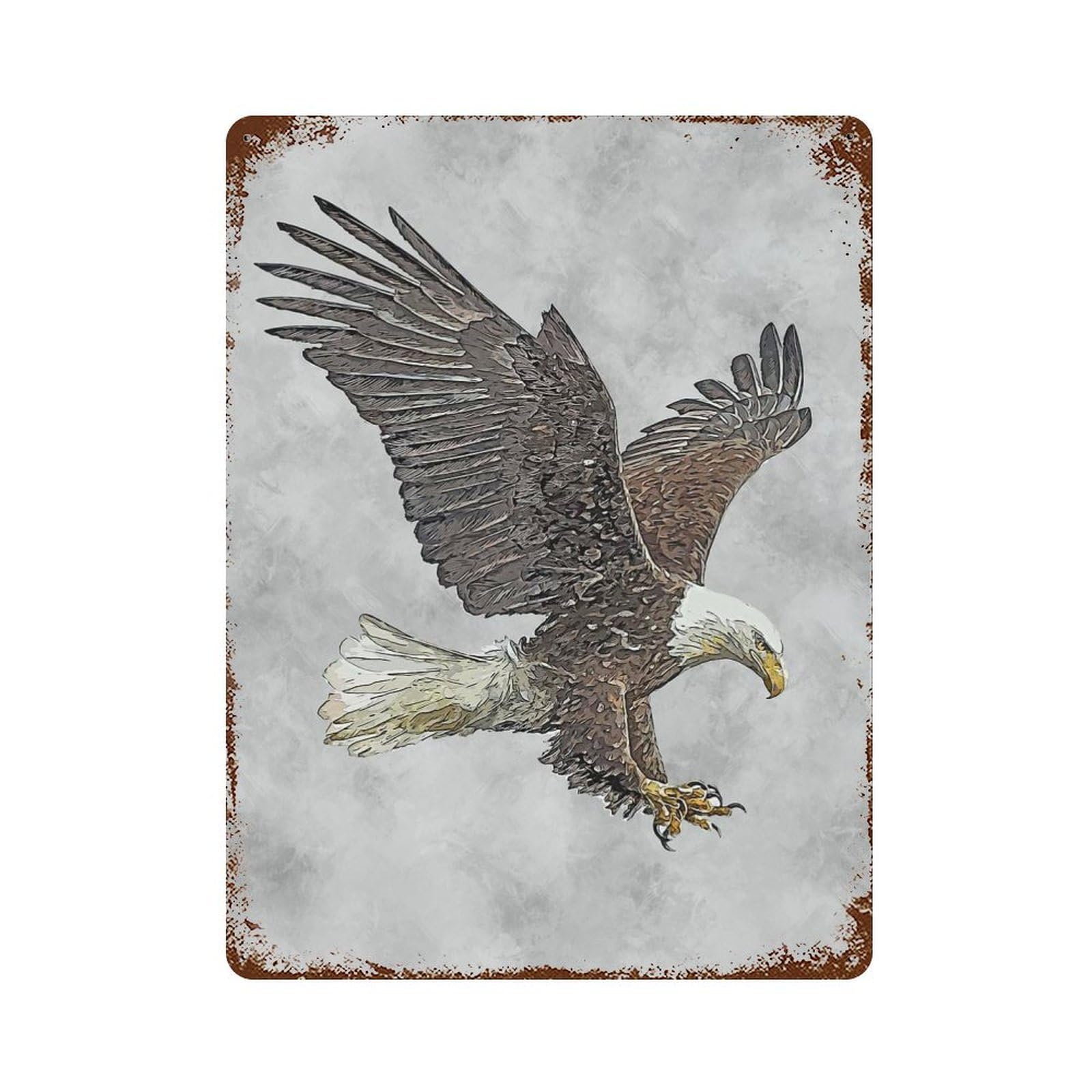 Eagle II 2021 Aged Metal Wall Plaque 15.7"x11.8", Classic Wall Plaque for Garage, Pub Or Kitchen