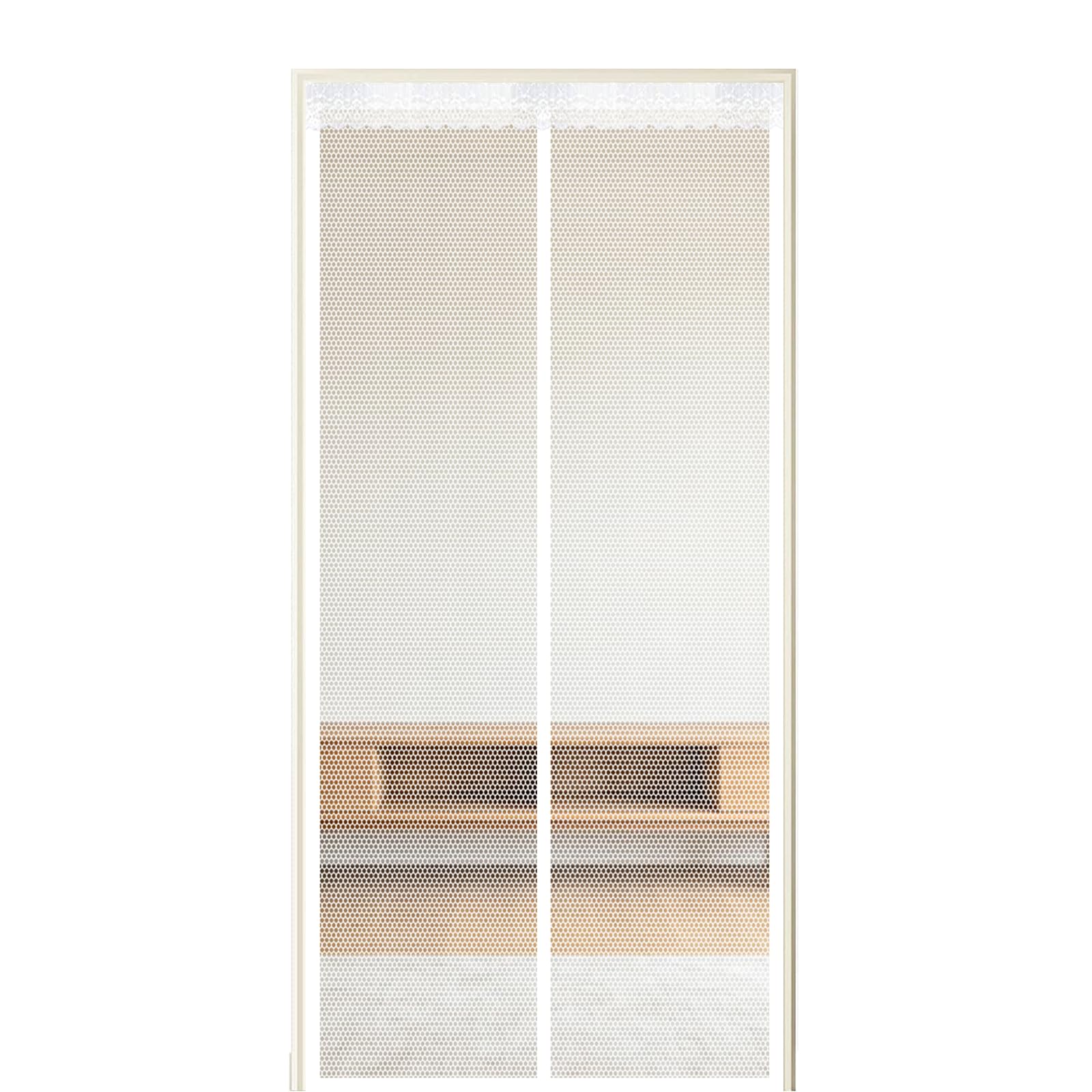 Xuehmin White Screen Door 195 X 265 Cm Self Sealing Powerful Magnets Upgraded Mesh Mosquito Net With Powerful Magnets & Full Frame Magic Tape Suitable For Patio Doors Balcony Bedroom,