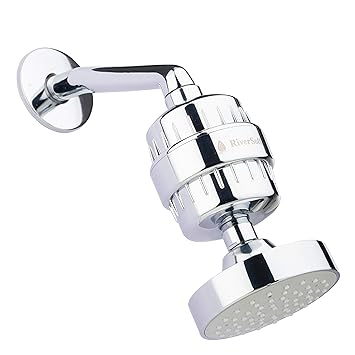 RiverSoft Combo Pack SF-15 PRO (ABS, Chrome) and Overhead Shower and 6 inch Shower arm (ABS, Chrome) for hard water with 15 stage (Combo pack shower with shower filter)