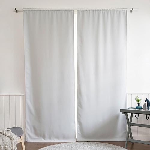 Miniatura 2 de Best Home Fashion Par de paneles de cortinas opacas  Bolsillo para barra  Blanco roto  35 pulgadas de ancho x 60 pulgadas de largo  (juego de 2