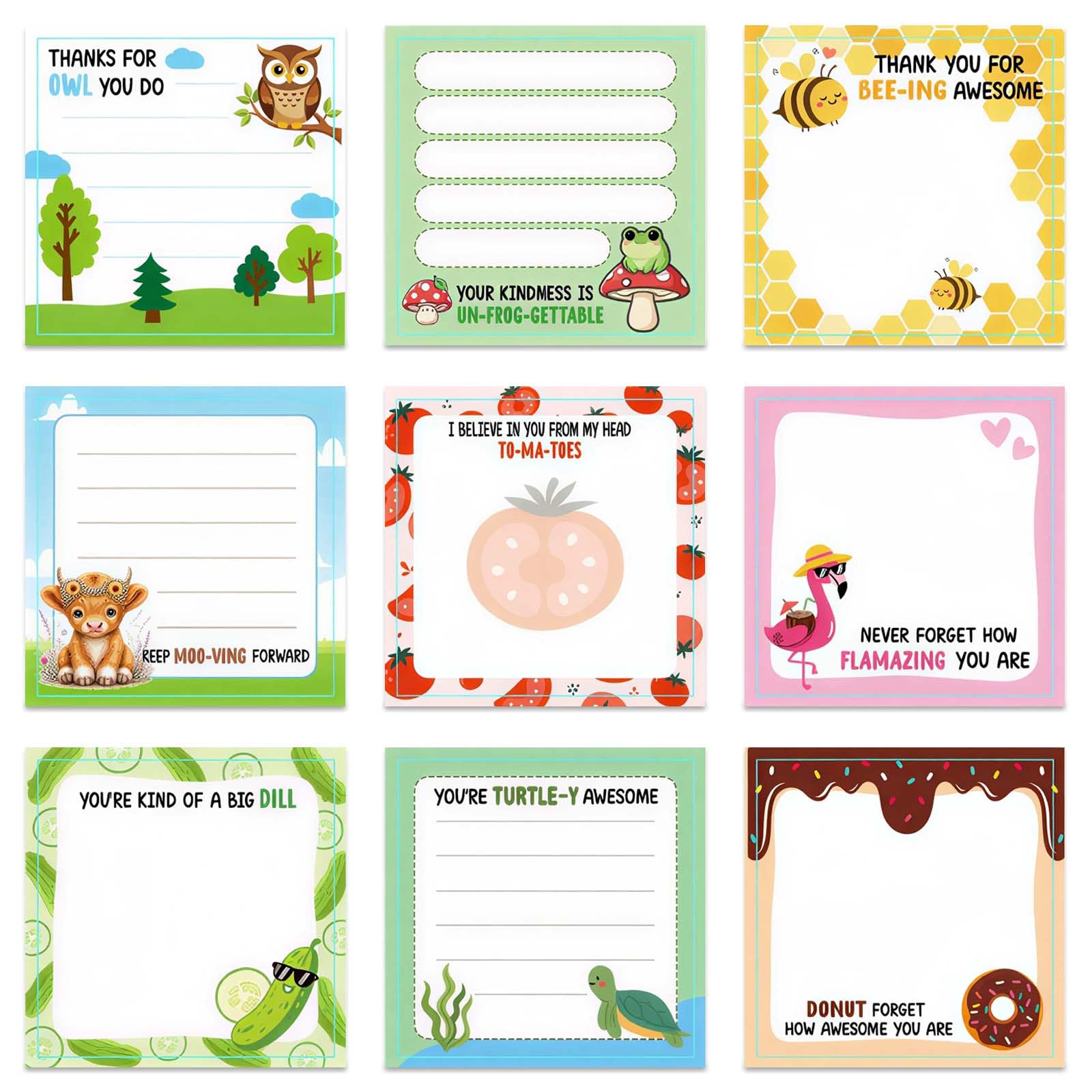 9 Pack Motivational Sticky Notes, 450 Sheets Inspirational Post It Pads