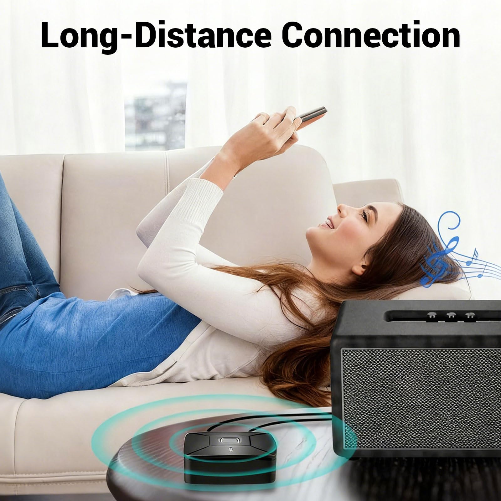 Ricevitore Bluetooth 6.0 per impianto stereo con SBC, decodifica AAC, decodifica Hi-Res, adattatore Bluetooth aux (jack da 3,5 mm su 2 prese RC), AVRCP, A2DP, HFP, protocolli Bluetooth HSP, USB-C