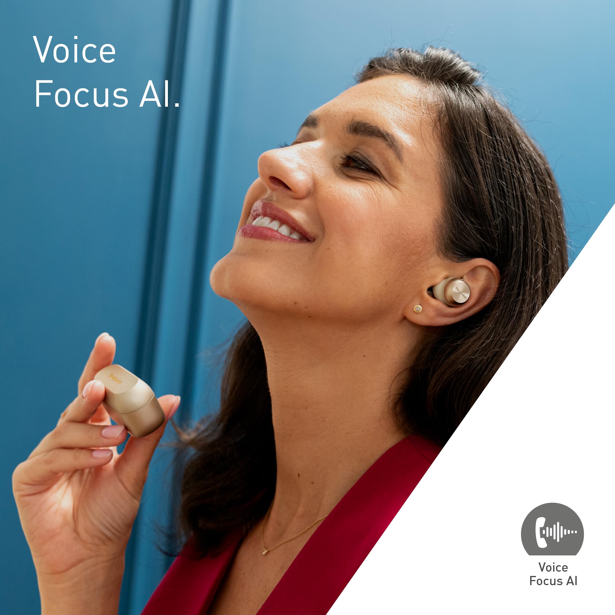 Technics EAH-AZ100E-N Auricolari Wireless con Cancellazione del Rumore, Bluetooth Multipoint, Voice Focus AI, Comode Cuffie In-Ear, Oro Champagne