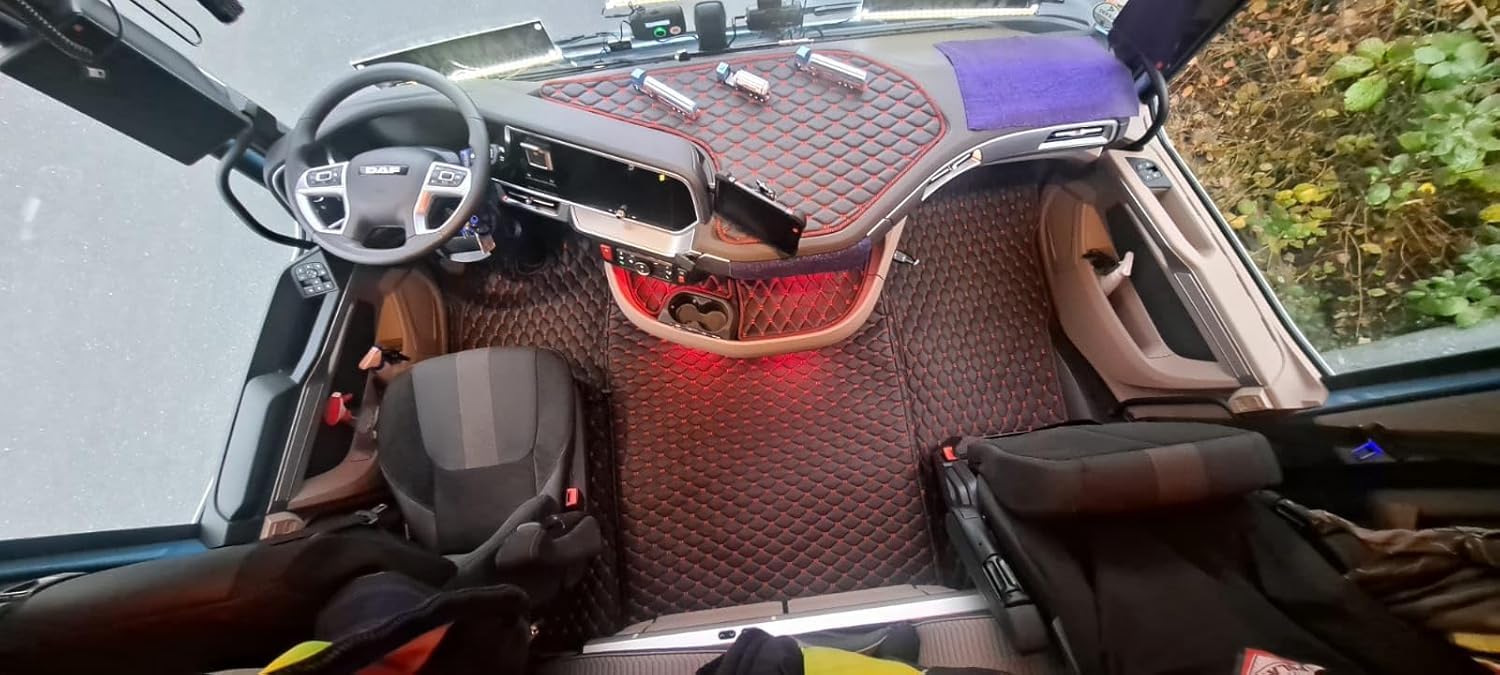 Tappetini per camion compatibili con DAF XG 2022+ tappetino (materiale grigio, fili neri)