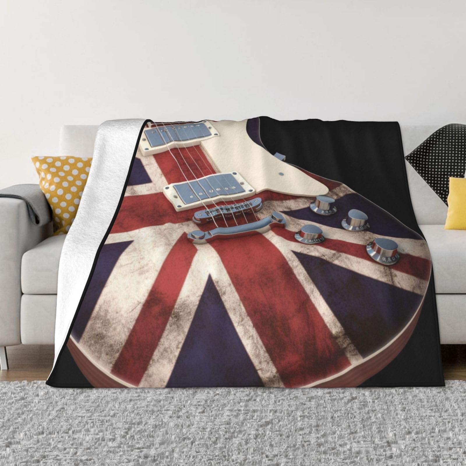 Couverture en micro polaire chaude et légère plaid canapé lit motif rock 203cm