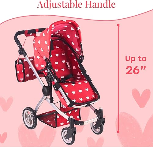Miniatura 5 de Cochecito de bebé convertible combinado para niñas de 3 años en adelante  Cochecito de bebé de juguete para muñecas, cochecito plegable ajustable