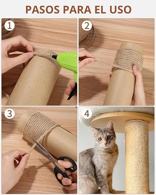 Foto 5 de 7 de heuchaey Cuerda de sisal rascador para Gatos, 50 m, sisal Natural