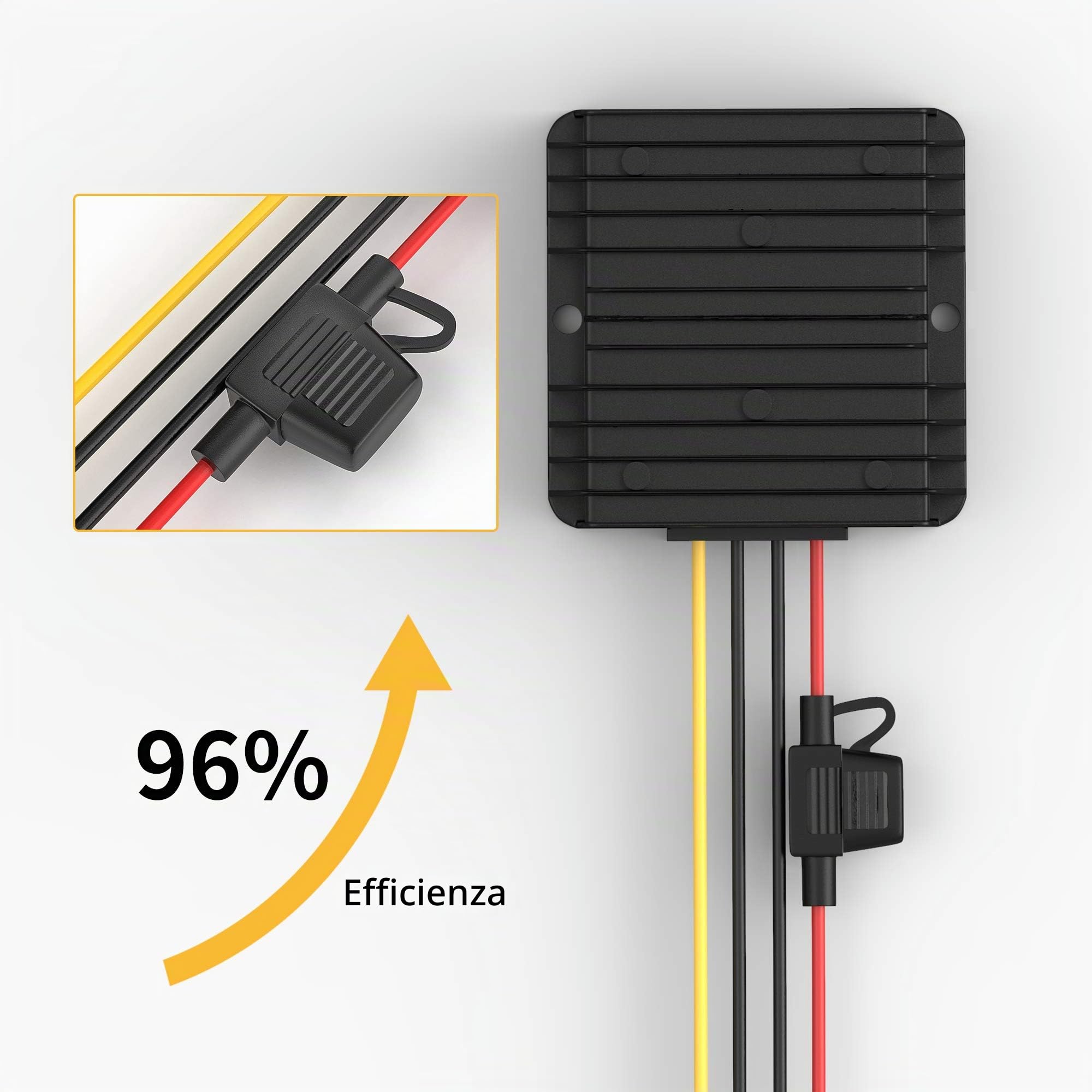 Convertitore da 24 V a 12 V, trasformatore step-down da 30 A, 360 W, impermeabile, con fusibile incluso, riduttore di tensione per carrelli da golf, auto, camion, barche, sistemi LED