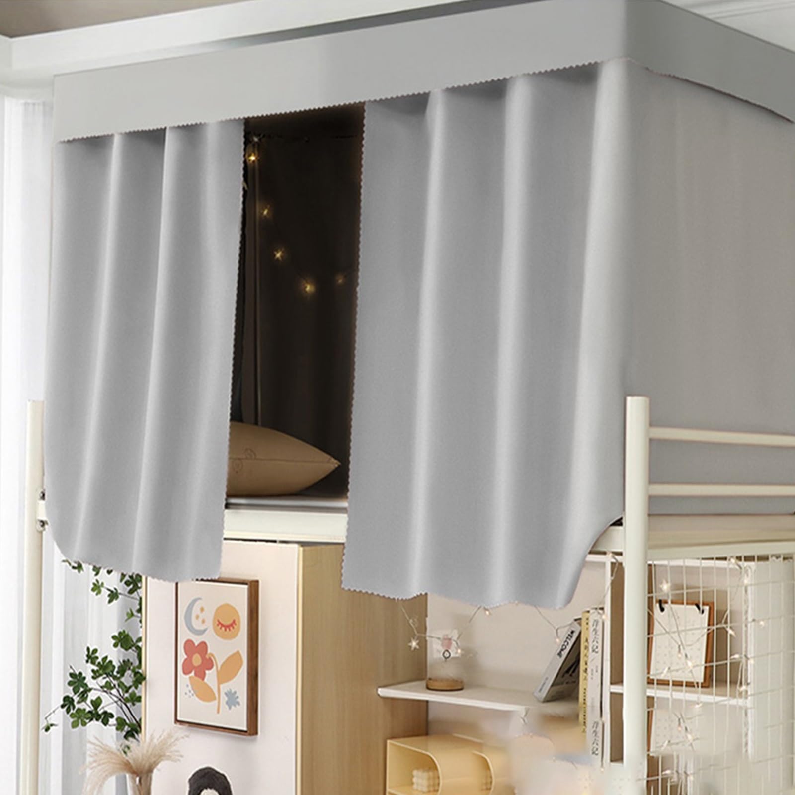 LVYUDS Bunk Bed Curtains for Teenagers Students Loft Bed Curtains Blackout Privacy Protection Bunk Bed Tent Breathable Dust-Proof(Curtain*3,1.5M_GRAY)
