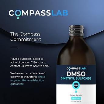 Compass Laboratory DMSO Liquid 99.9% Pure - USP, Pharmaceutical Grade - Odorless Solvent - 8.45oz/250ml Glass Bottle