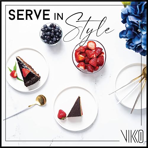 Miniatura 2 de Vikko Plato de ensalada, juego de 6 platos blancos, porcelana de hueso, platos de postre apilables de 6.5 pulgadas