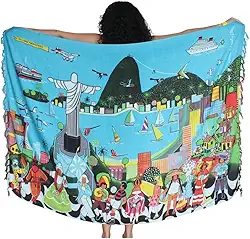 Canga de Praia Gigante Brasil Rio de Janeiro, 100% Viscose, Estampa de Bali