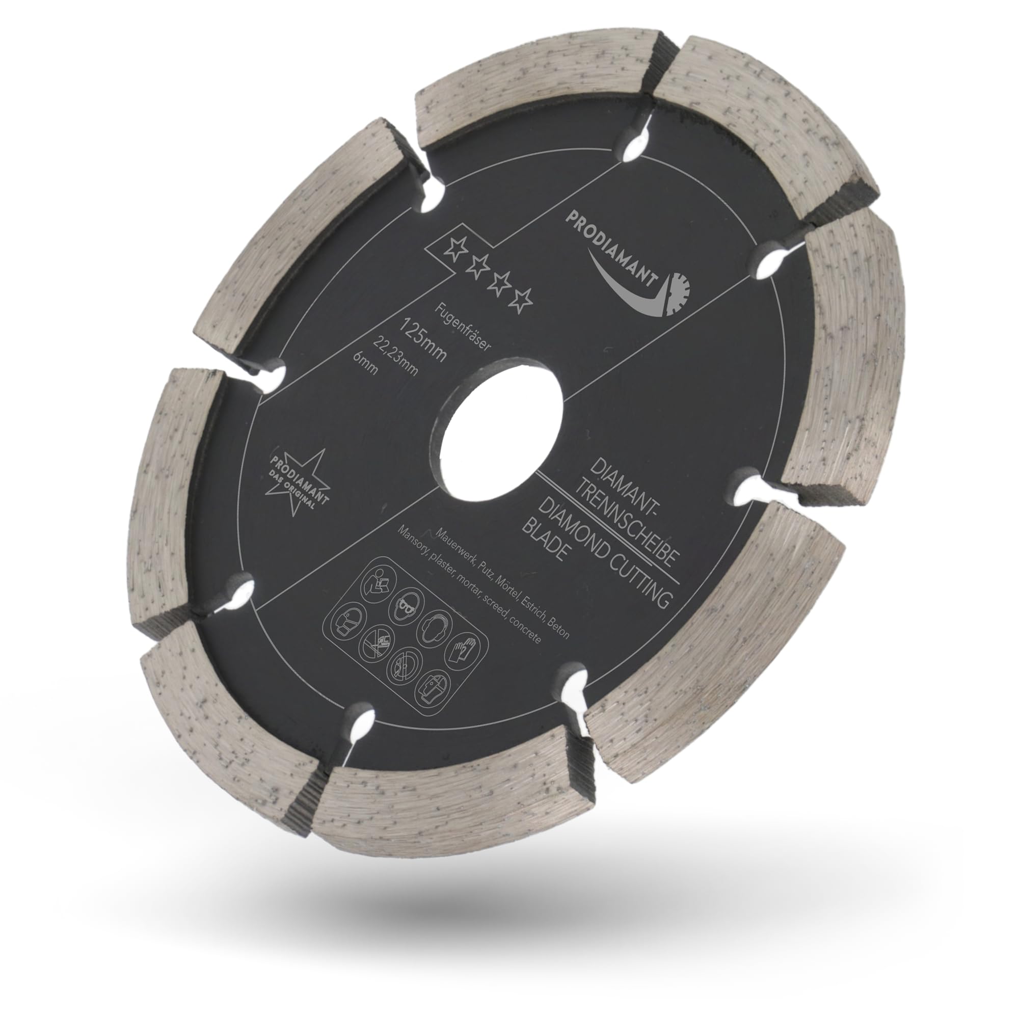 PRODIAMANT Fugenfräser ø 125mm Breite 6mm Frässcheibe für Mauerwerk Mörtel Fugen und Putz 10mm Segmenthöhe
