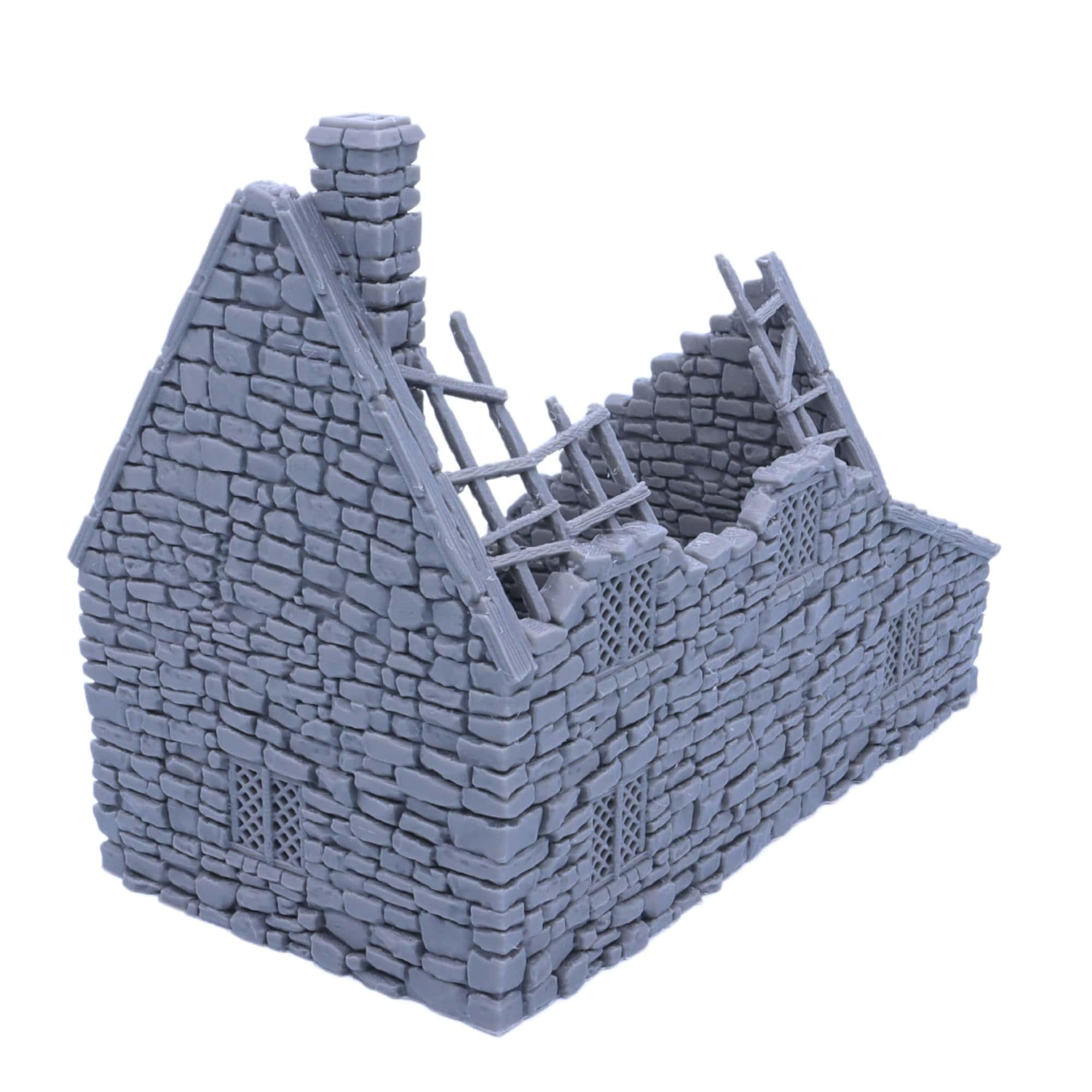 Ruined Crow Cottage House Building Set, Fantasy Historical Miniatures, Paintable 28mm - Image 4