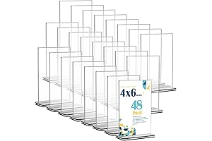 48 Pack Acrylic Table Top Sign Holders, 4" x 6" Double-Sided Menu Display Stands