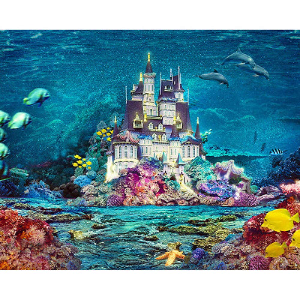 Peinture diamant 5D château sous-marin mosaïque 50x60 cm carrée