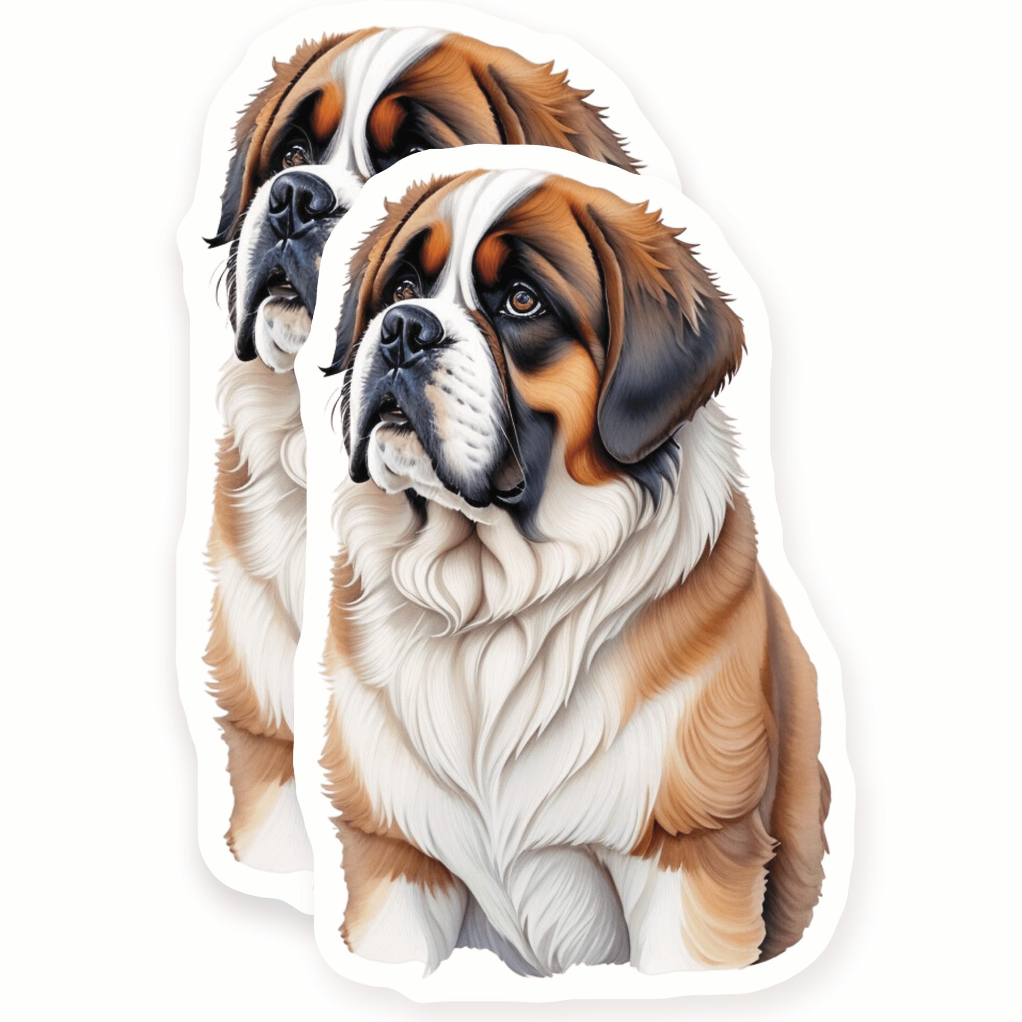 Saint Bernard Stickers - 2 Pack - 5" Wide Design - Adheres to Laptops, Tumblers, and More - Made in The USA - AQS0941