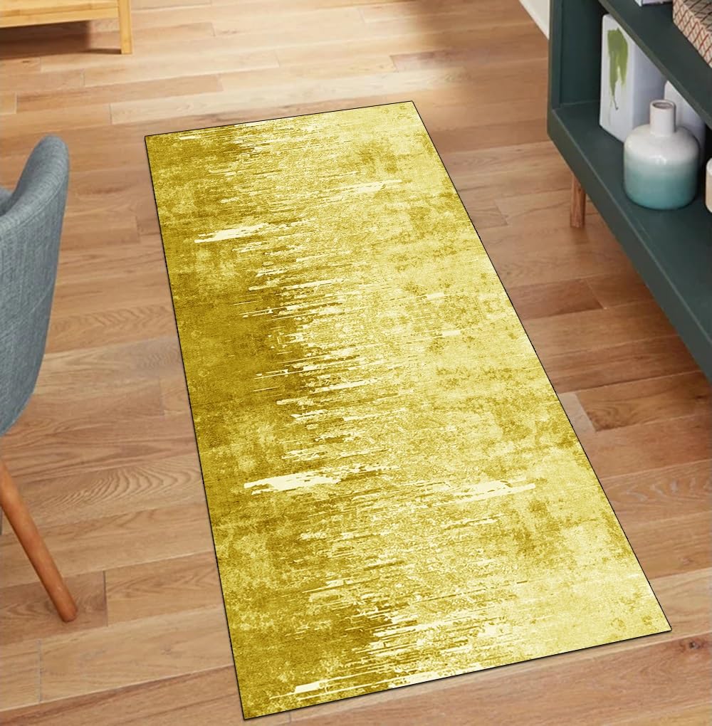 Alfombra abstracta amarilla para decoración del hogar lavable 110x150 cm antideslizante