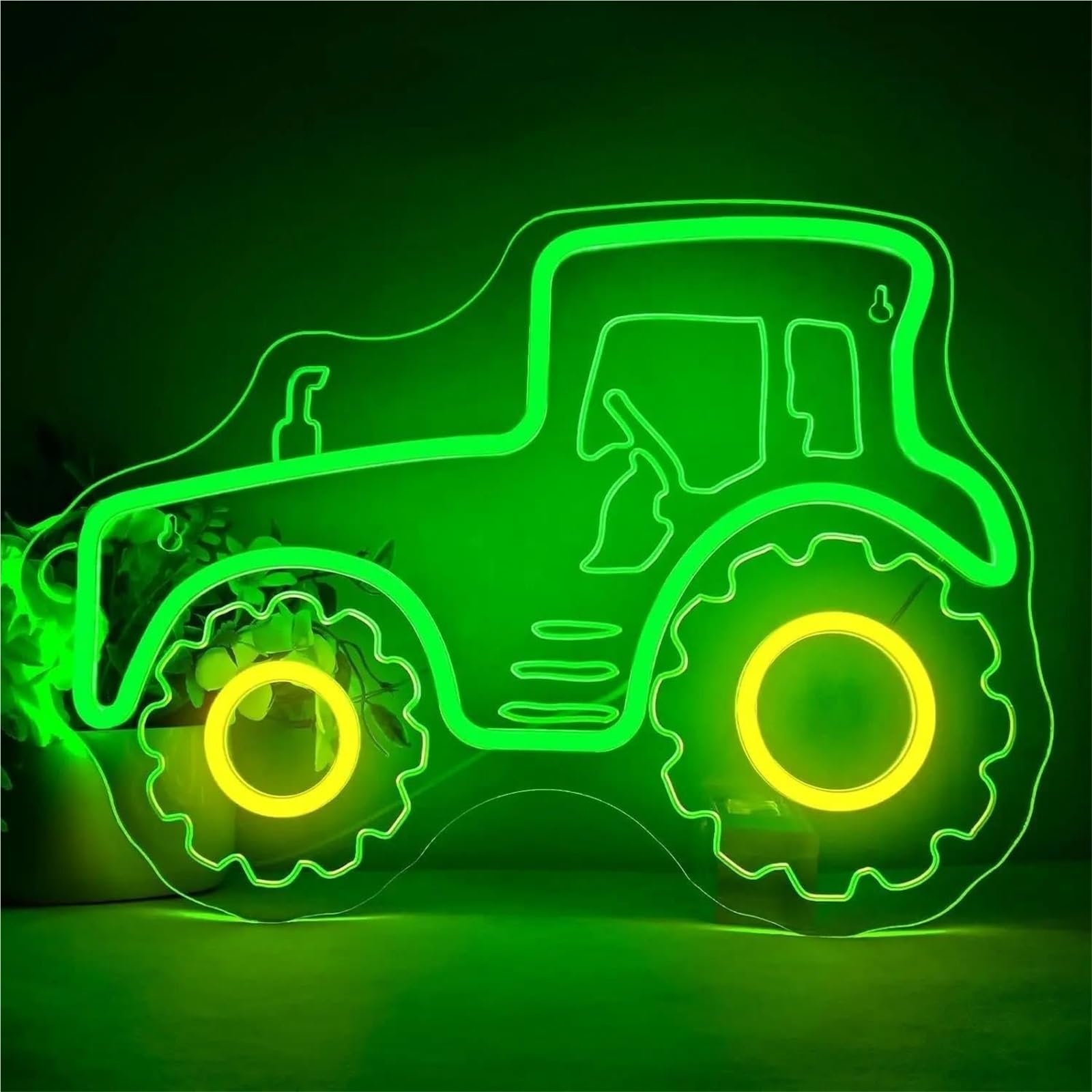 Lámpara de neón Para lámpara de neón Tractor verde para letrero para LED regulable(40x28.5cm)