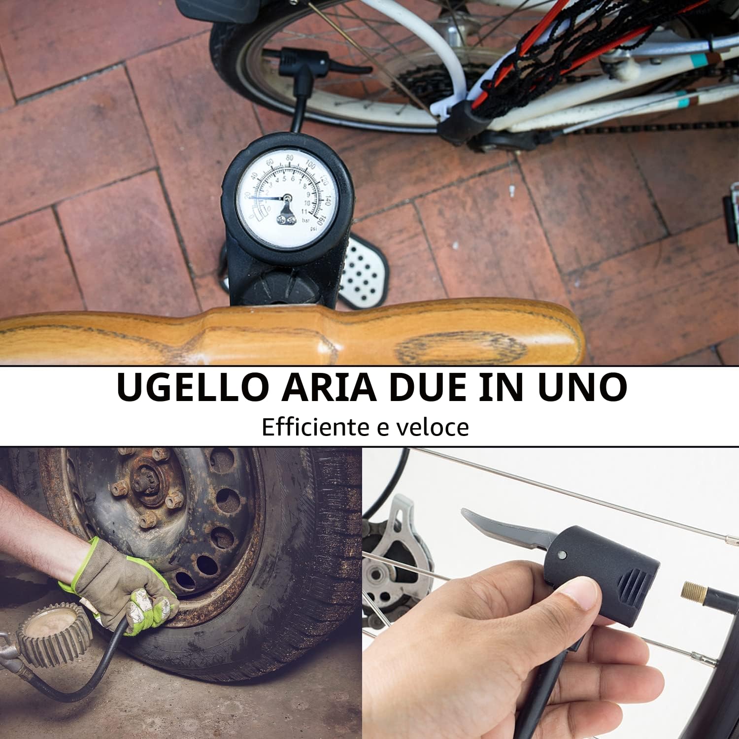 Connettore Valvola Pneumatica Universale Air Chuck Pneumatico Adattatore Valvola bici per Auto Adattatore a Sgancio Rapido per Gonfiatori Pompa d'Aria Compressore