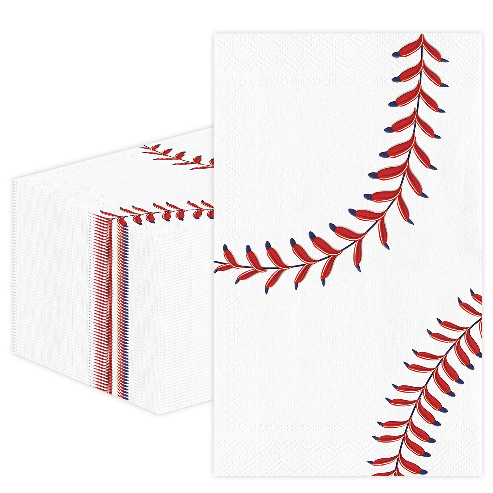Photo 1 of 100 PCS Baseball Paper Napkins, Disposable Baseball Bathroom Guest Hand Towels Sports Theme Dinner Napkins Decorative for Kitchen Home Birthday Baby Shower Party Decoration (Baseball)