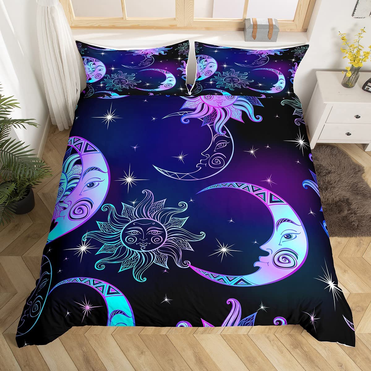 Sun Moon Purple Liac Bedding Set King 