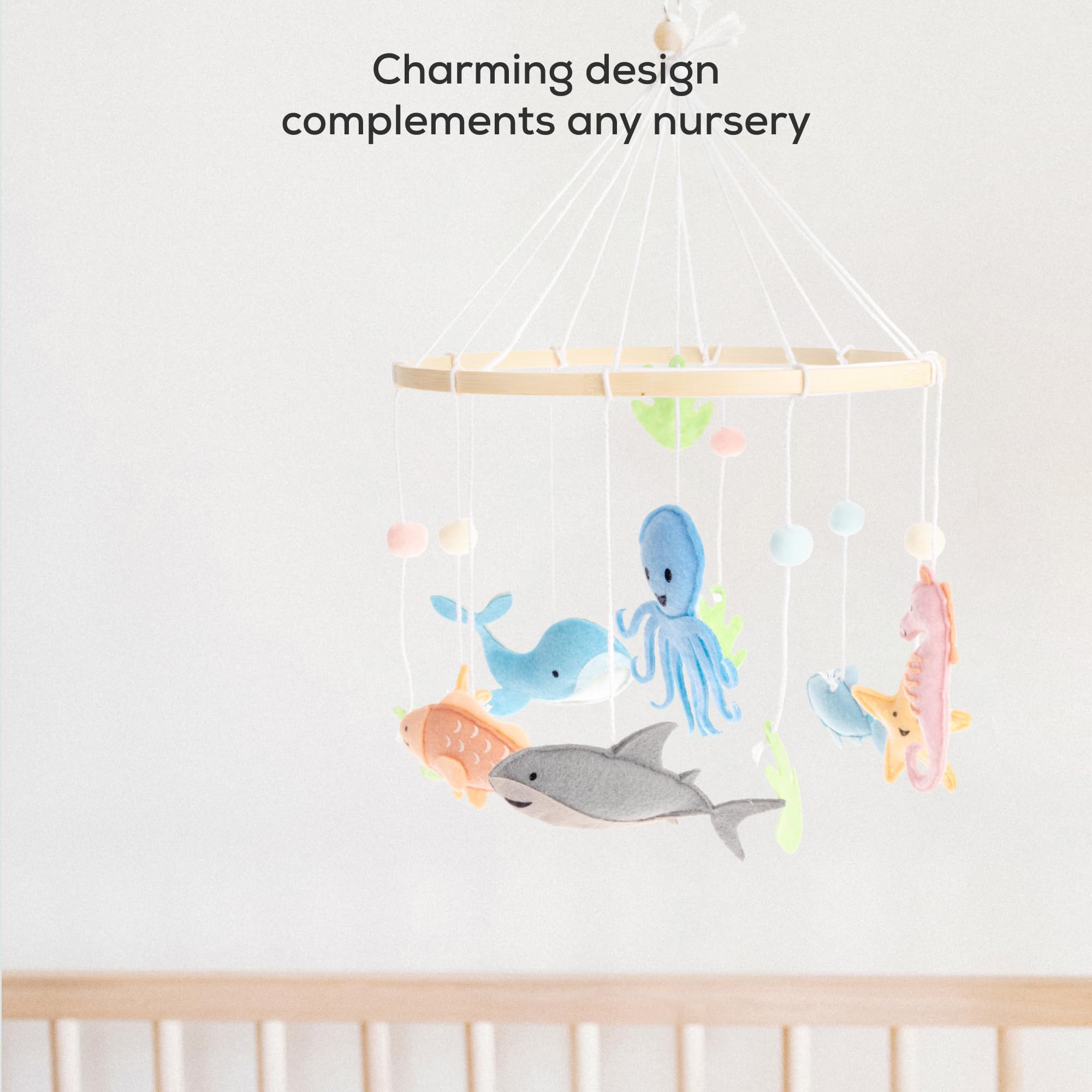 First Landings Ocean Creatures Baby Mobile for Crib - Baby Nursery Mobiles - Ocean Nursery Decor Theme - Gender Neutral Baby Stuff - Ocean Animals Nursery Decor Baby Mobile - Ocean Baby Stuff