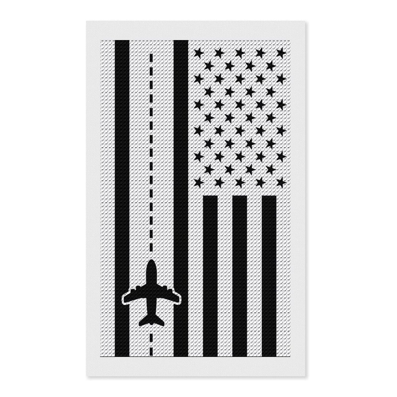 Nclqvjxzkhw Style Airplane Pilot Us Am-Ericans-Flag Diamond Art Painting For Adult Round Diamonds Pictures Arts Crafts Home Wall Decor 12"X20"