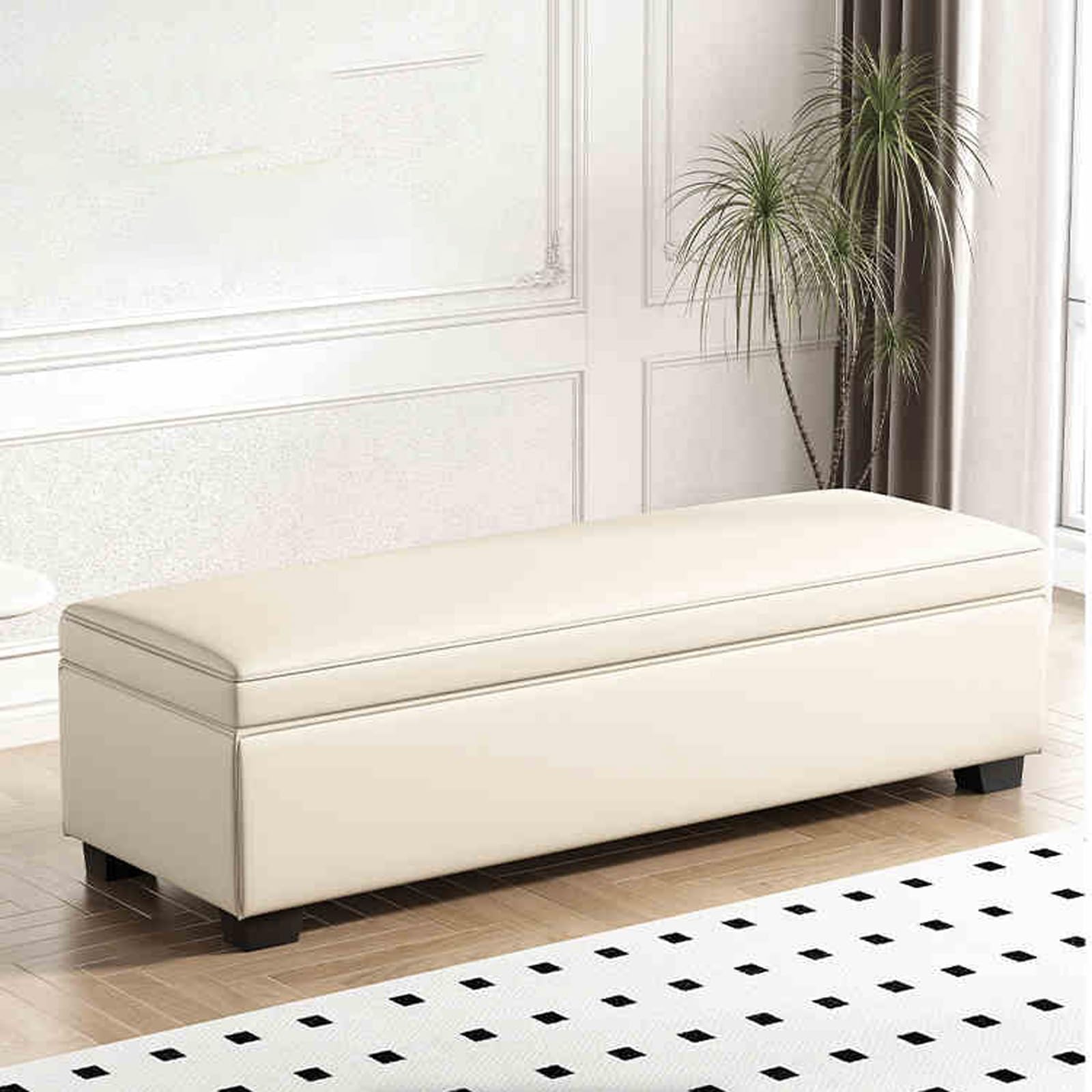 Siège de bout de lit avec rangement coffre banquette bois