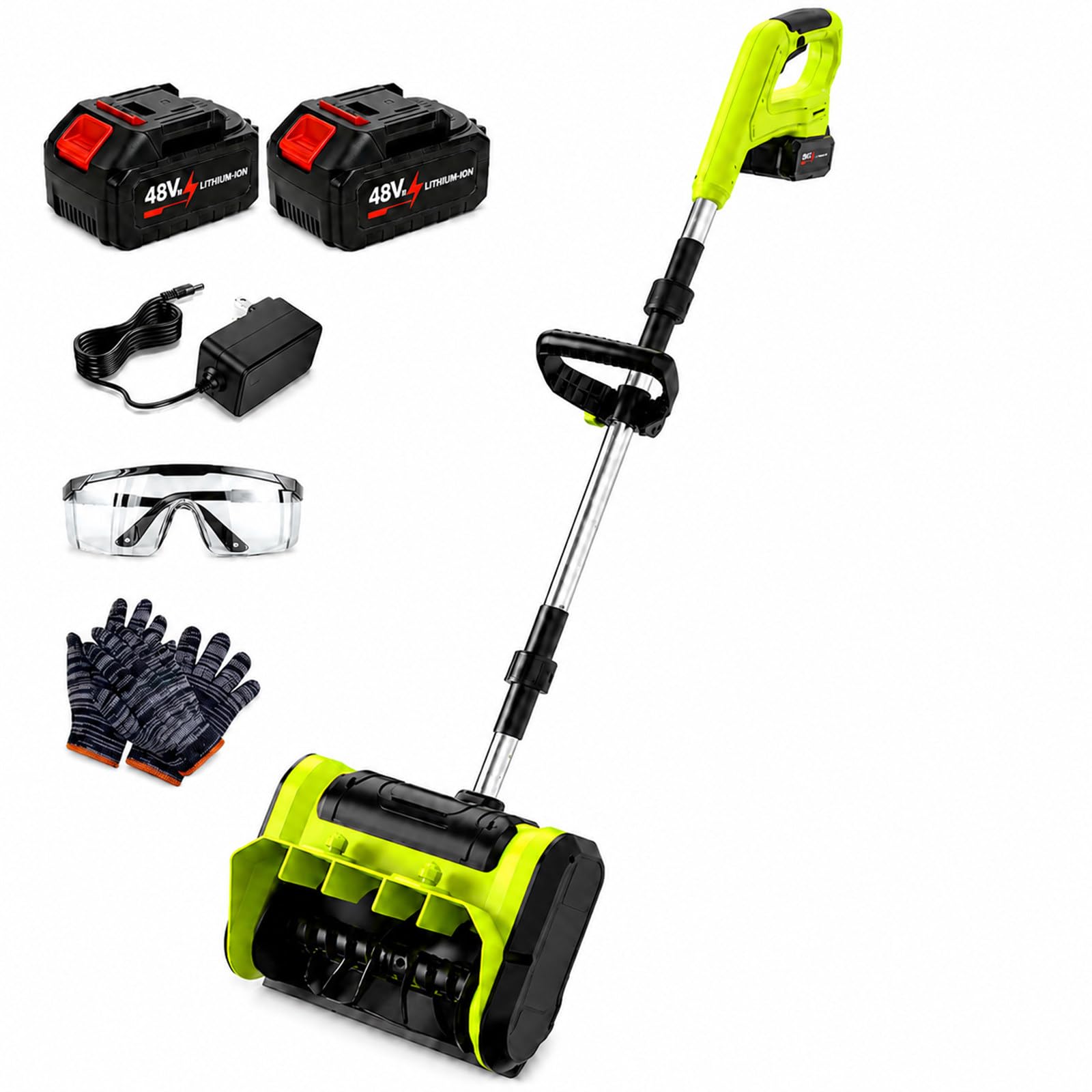 Bezprzewodowa Łopata do Śniegu, 21V, 25 cm, 2 Akumulatory, do 8 m | Silnik Brushless Odśnieża Pas o 25 cm i Śnieg do 15 cm Głębokości, Ułatwiając Pracę na Schodach, Tarasach, Patio i Podjazdach