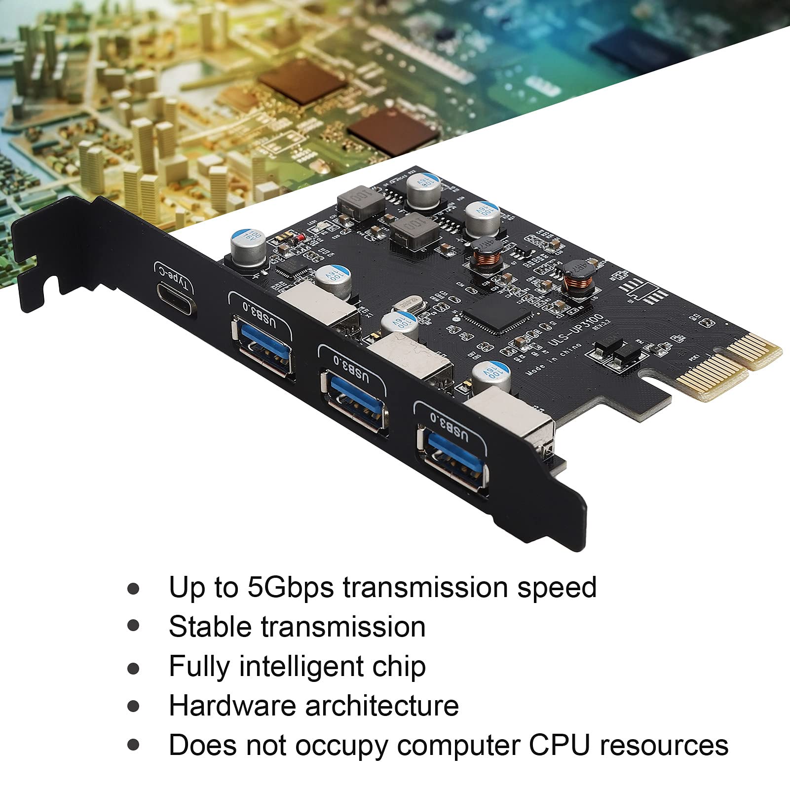 Ausla Scheda di Espansione PCIe a USB 3.0 TypeC, 3 Porte