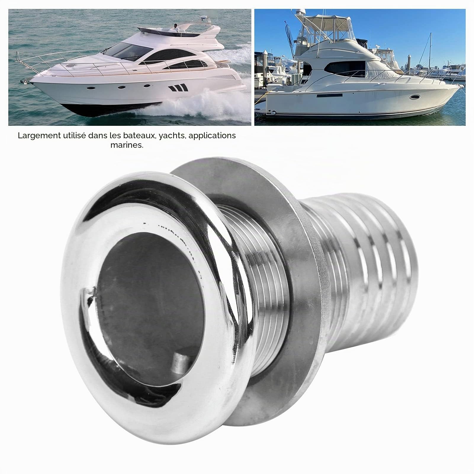 Tissting Raccord Droit Marin en Acier Inoxydable 316, 85mm/1-1/2in - Connecteur de Vidange pour Bateaux et Yachts, Facile à Installer sans Perçage ni Soudure
